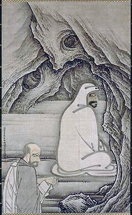 Huike Offering His Arm to Bodhidharma, Sesshū Tōyō (1496) Public Domain USA